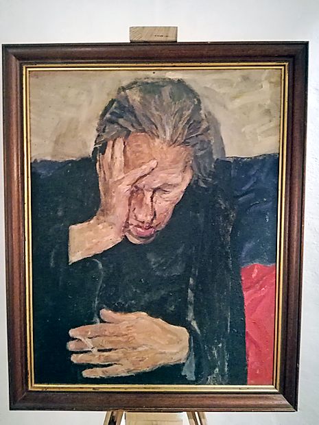 Eno najboljših Zupetovih del je portret Ivana Mraka na
podlagi slovenske trobojnice.