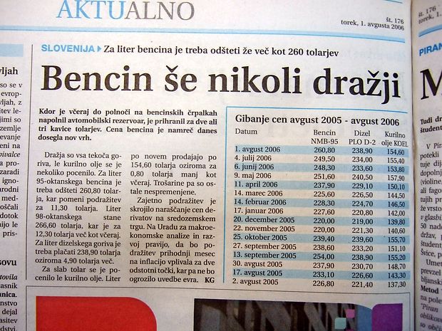 Avgusta leta 2006 se je bencin drastično podražil.