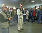 Rudarji Rudnika Trbovlje-Hrastnik  so ob 6. uri začeli stavko v jami v Hrastniku Foto: STA