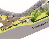Tako bo videti park v Strunjanu, ko bodo prestavili spomenik, uredili parkirišče in zasadili drevored 