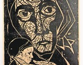 Pavel Medvešček: Mati z otrokom, 1957, lesorez Foto: Pavel Medvešček