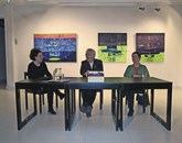 Na predstavitvi v Tolminu (z leve Nela Malečkar, Aleš Berger in Alenka Puhar) so iskali  tudi vzporednice med Zupanom in Kosmačem 