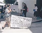 Protest študentov proti odpuščanju profesorjev Foto: Nuša Pevc