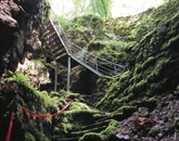 Dostop do vhoda v Divaško jamo je v udornici, skozi katero so pred leti jamarji zgradili stopnice Foto: Lea Kalc Furlanič