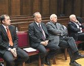 Za Tadeja Vidica, Marjana Groffa, Darja Stepančiča in Ivana Lisjaka (z leve) je tožilstvo predlagalo zaporne in denarne kazni Foto: Tomaž Primožič/Fpa