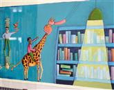 Ilustracija Tine Volarič iz knjige Zgodba o zamorčku Bambuleju in vrtoglavi žirafi Foto: Maja Pertič Gombač